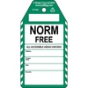 Norm Free-tag, Engels, Zwart op groen, wit, 80,00 mm (B) x 150,00 mm (H)